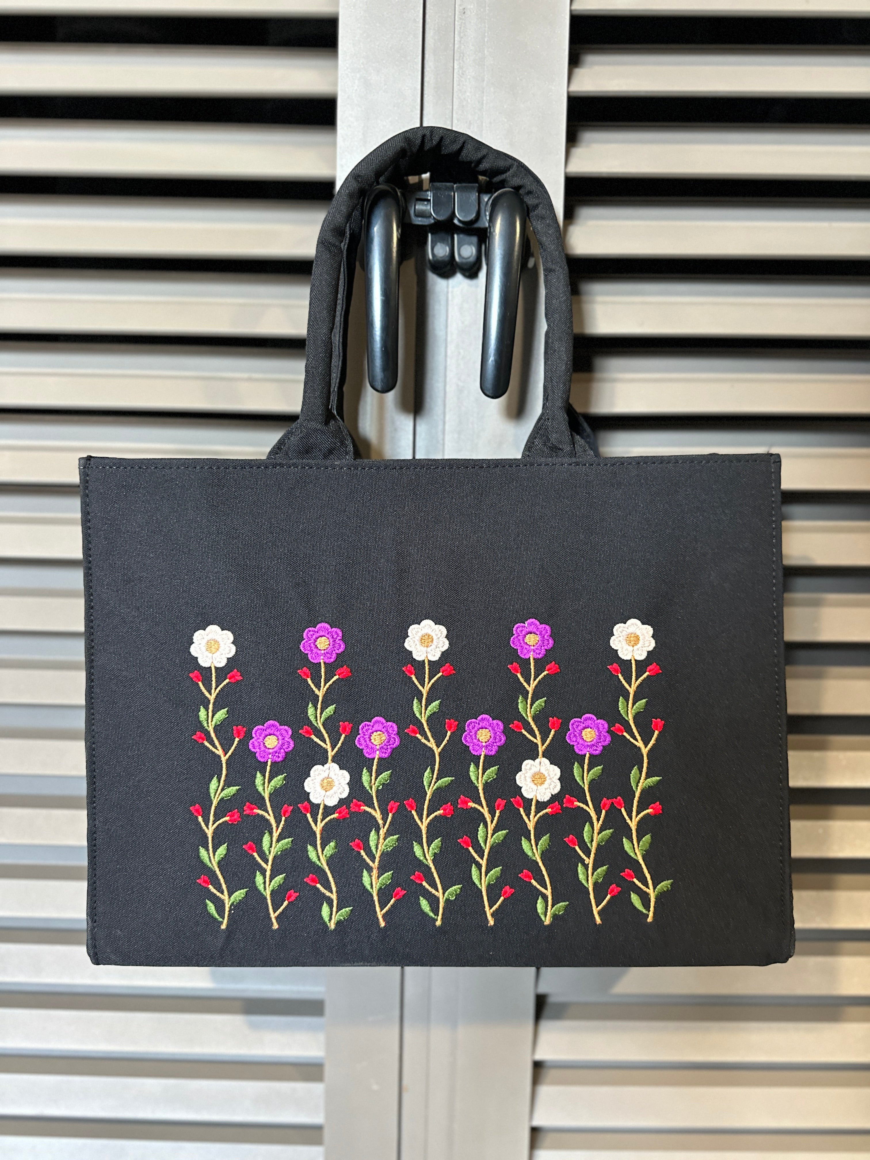 Hand-Embroidered Canvas Tote Bag with Laptop Compartment | vegosis