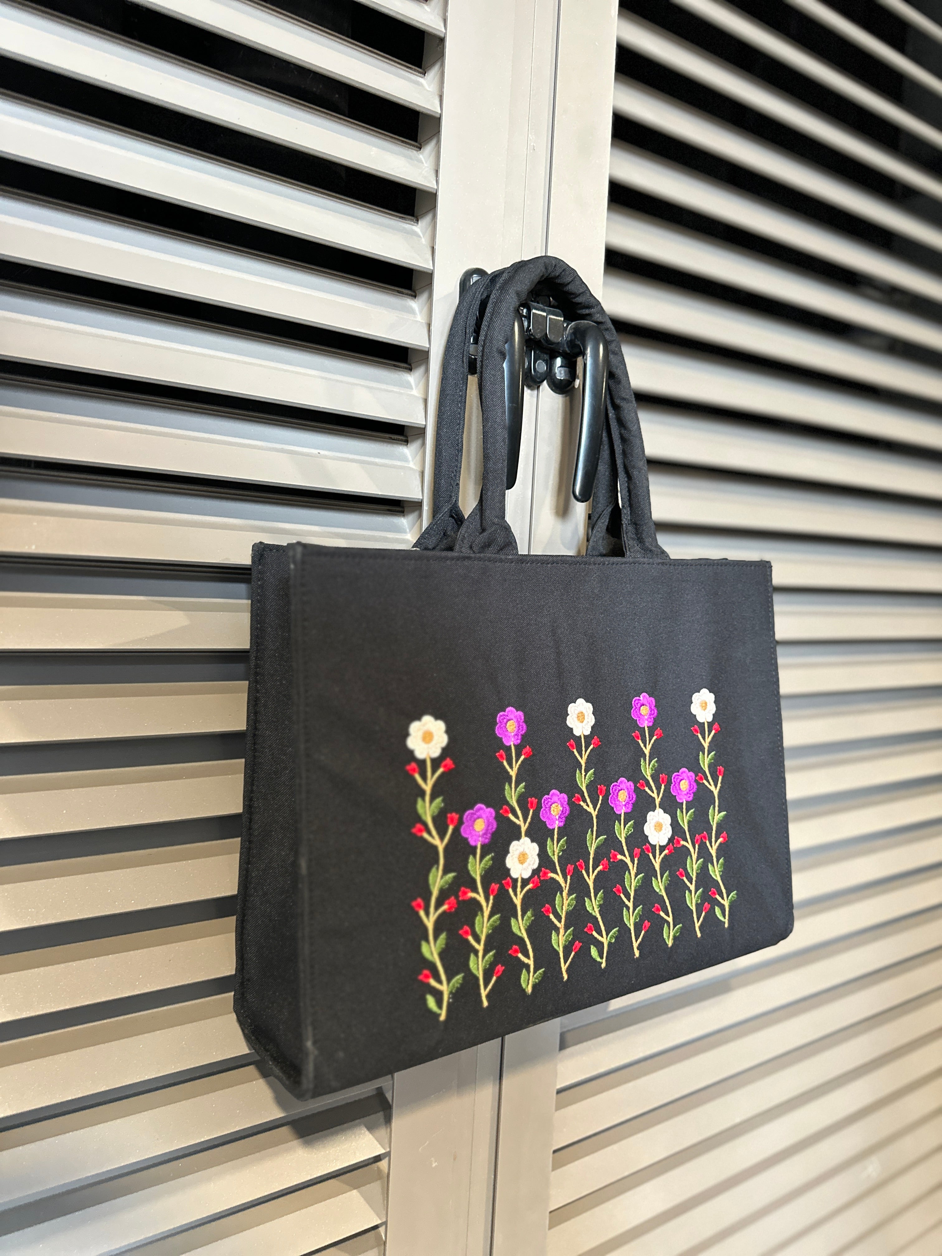 Hand-Embroidered Canvas Tote Bag with Laptop Compartment | vegosis