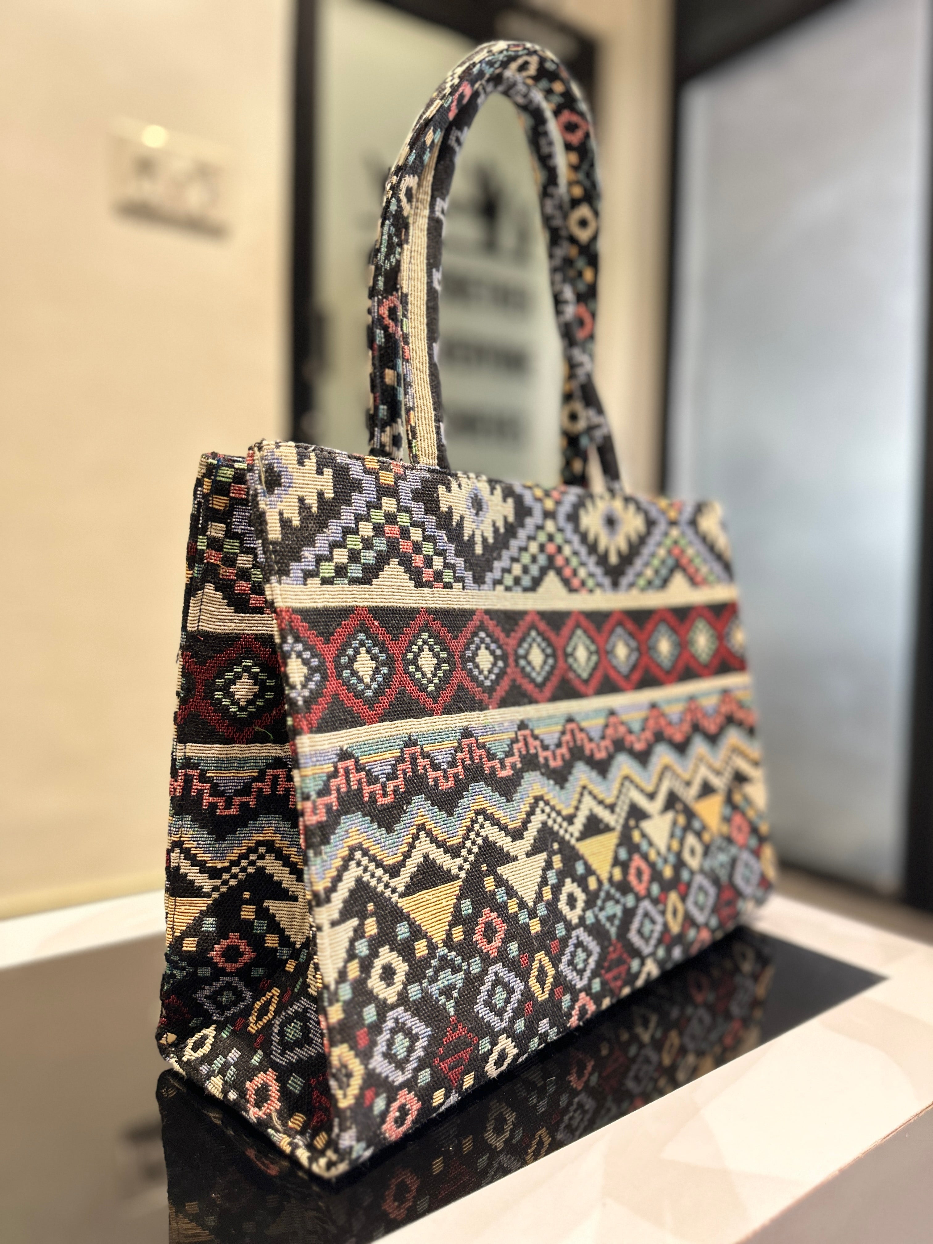 Handcrafted Jacquard Handbag in Rich Tribal Motifs | vegosis
